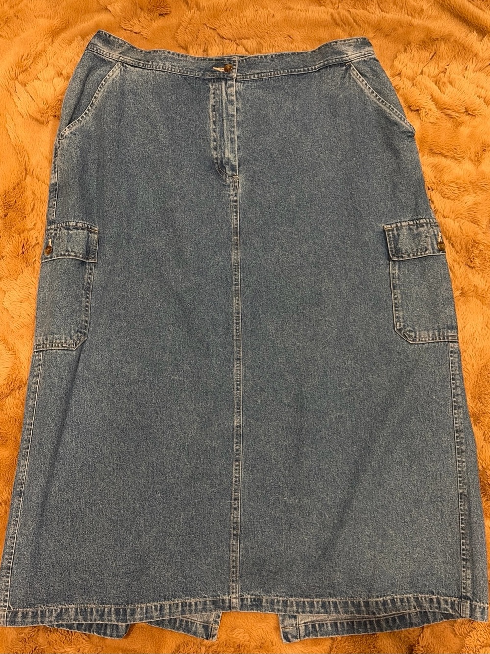 Vintage Denim Maxi Midi Cargo Skirt  White Stag Plus 90s Y2K